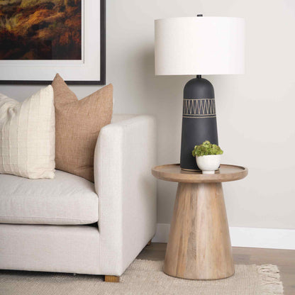 Mercana Takoda Wood Tapered Drum Accent Table