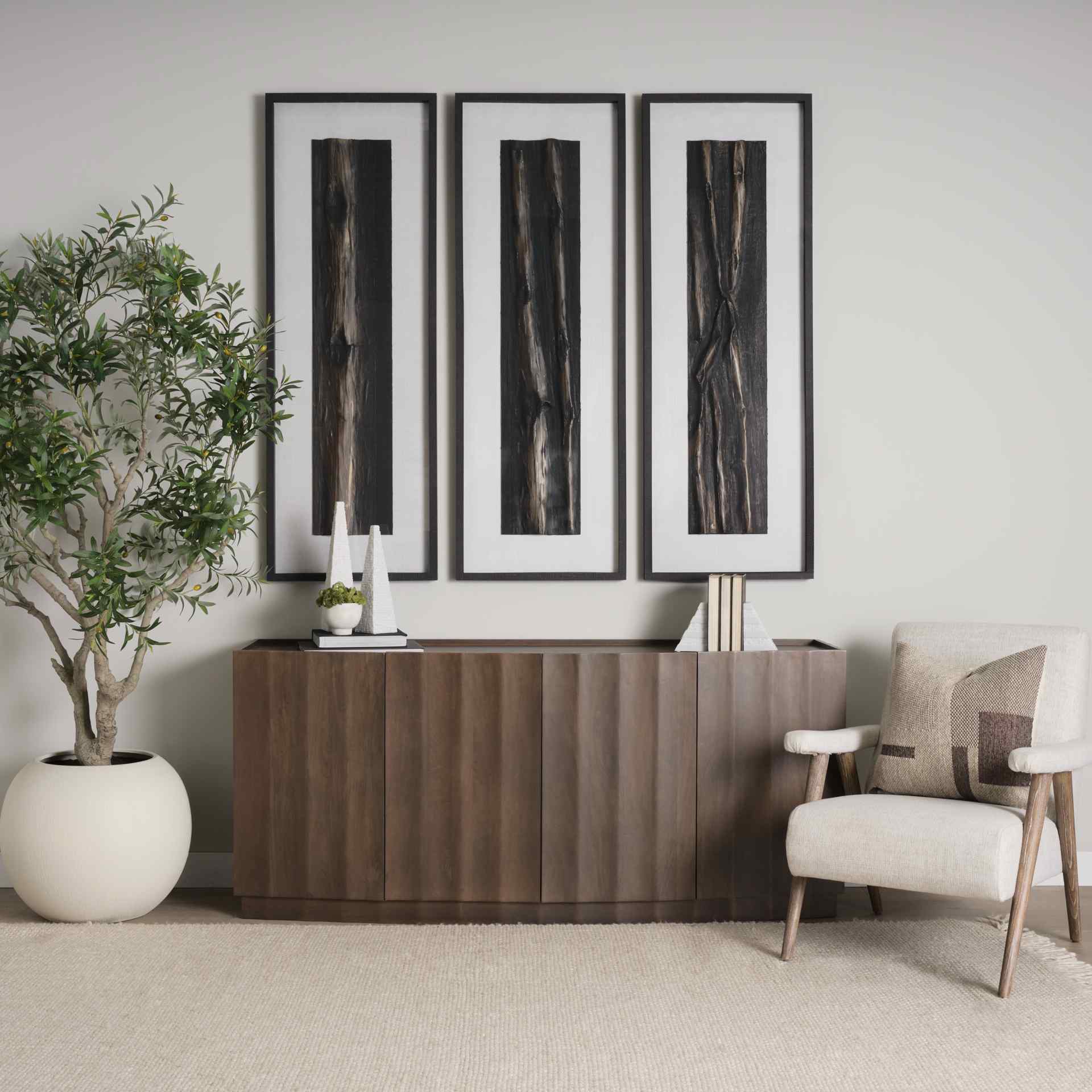 Mercana Swanson Wooden Brown Scalloped Sideboard
