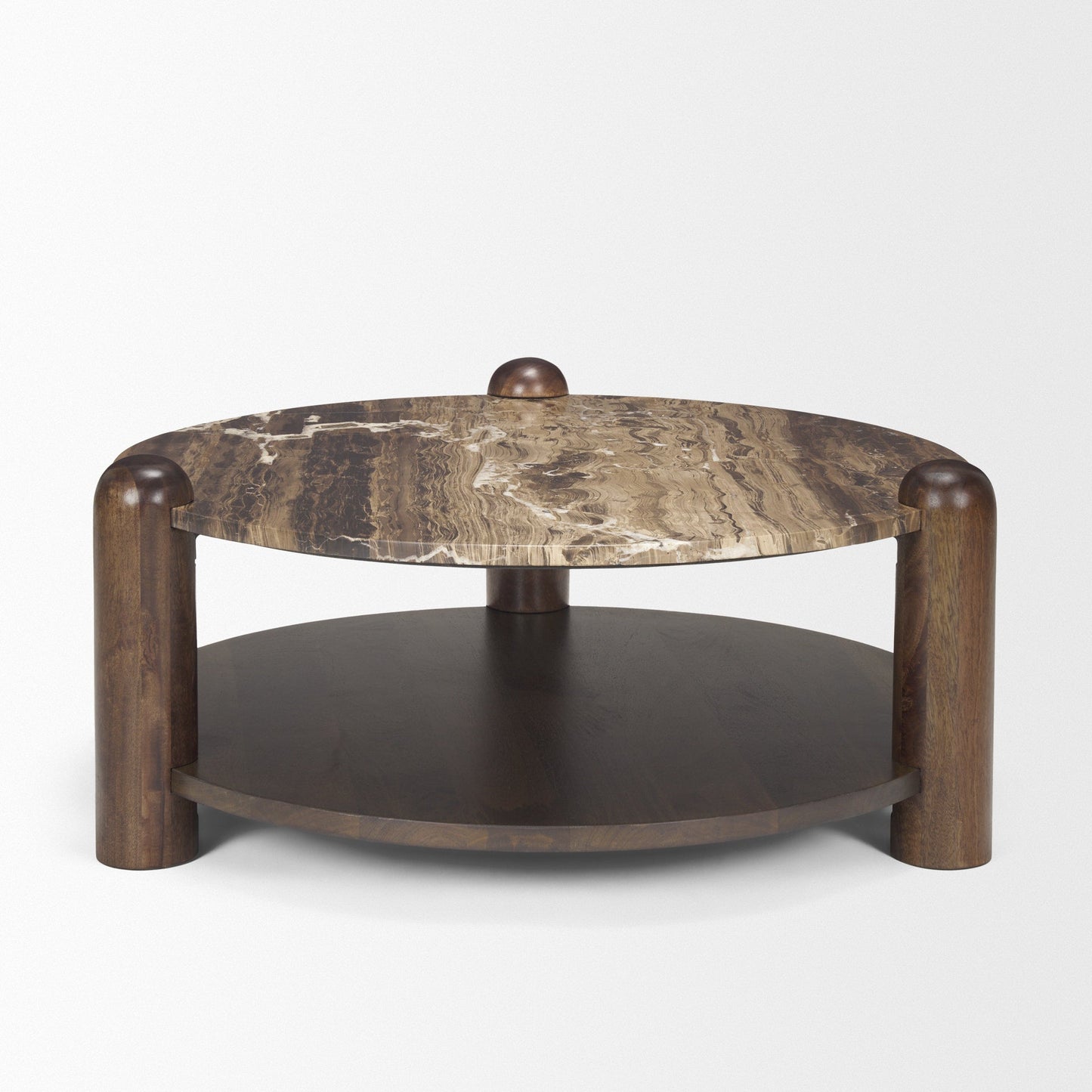 Mercana Jovia Cappuccino Marble Top Round Coffee Table