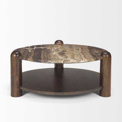 Mercana Jovia Cappuccino Marble Top Round Coffee Table