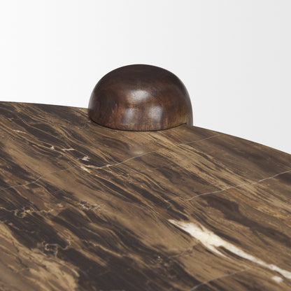 Mercana Jovia Cappuccino Marble Top Round Coffee Table