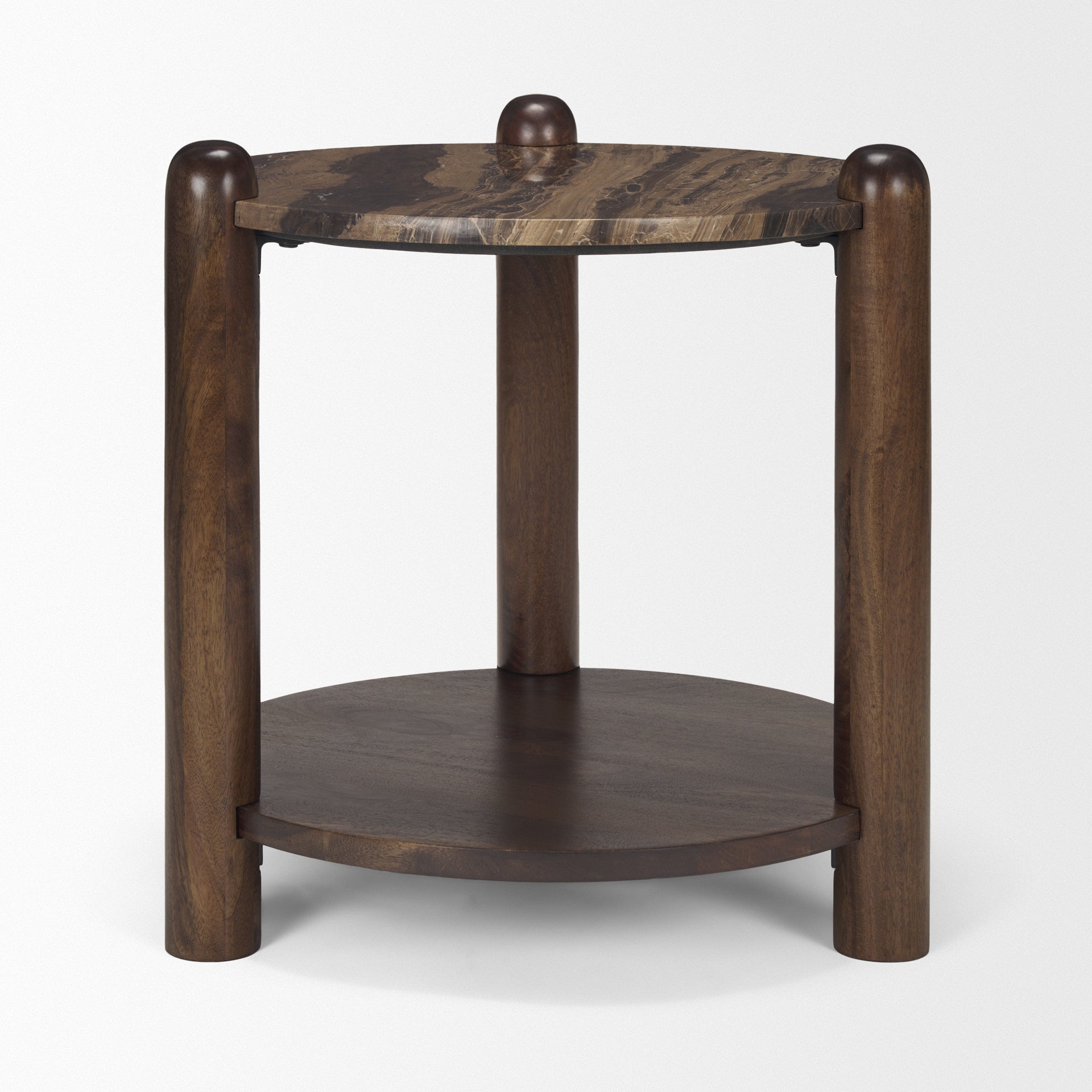 Mercana Jovia Cappuccino Marble Top Round Side Table
