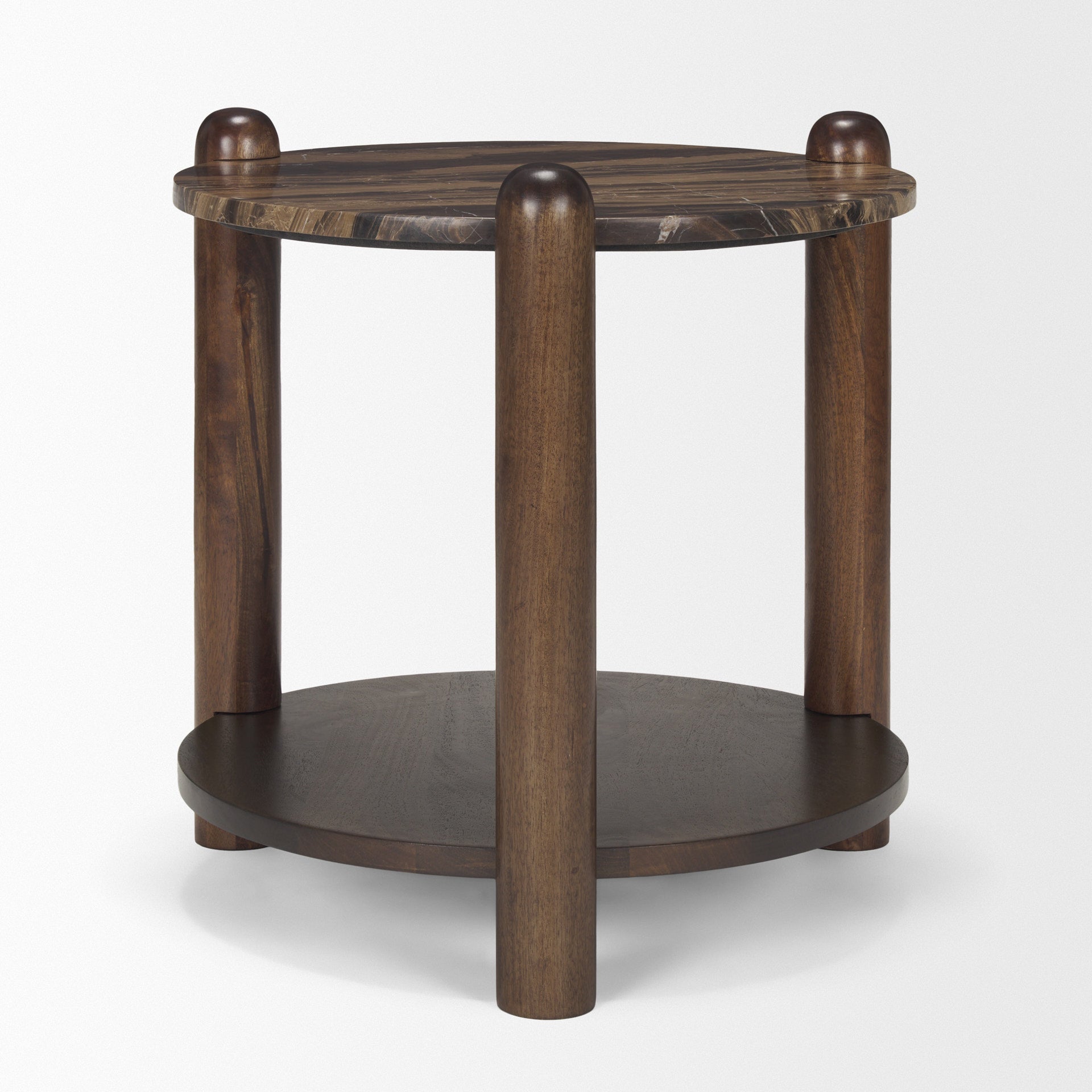 Mercana Jovia Cappuccino Marble Top Round Side Table