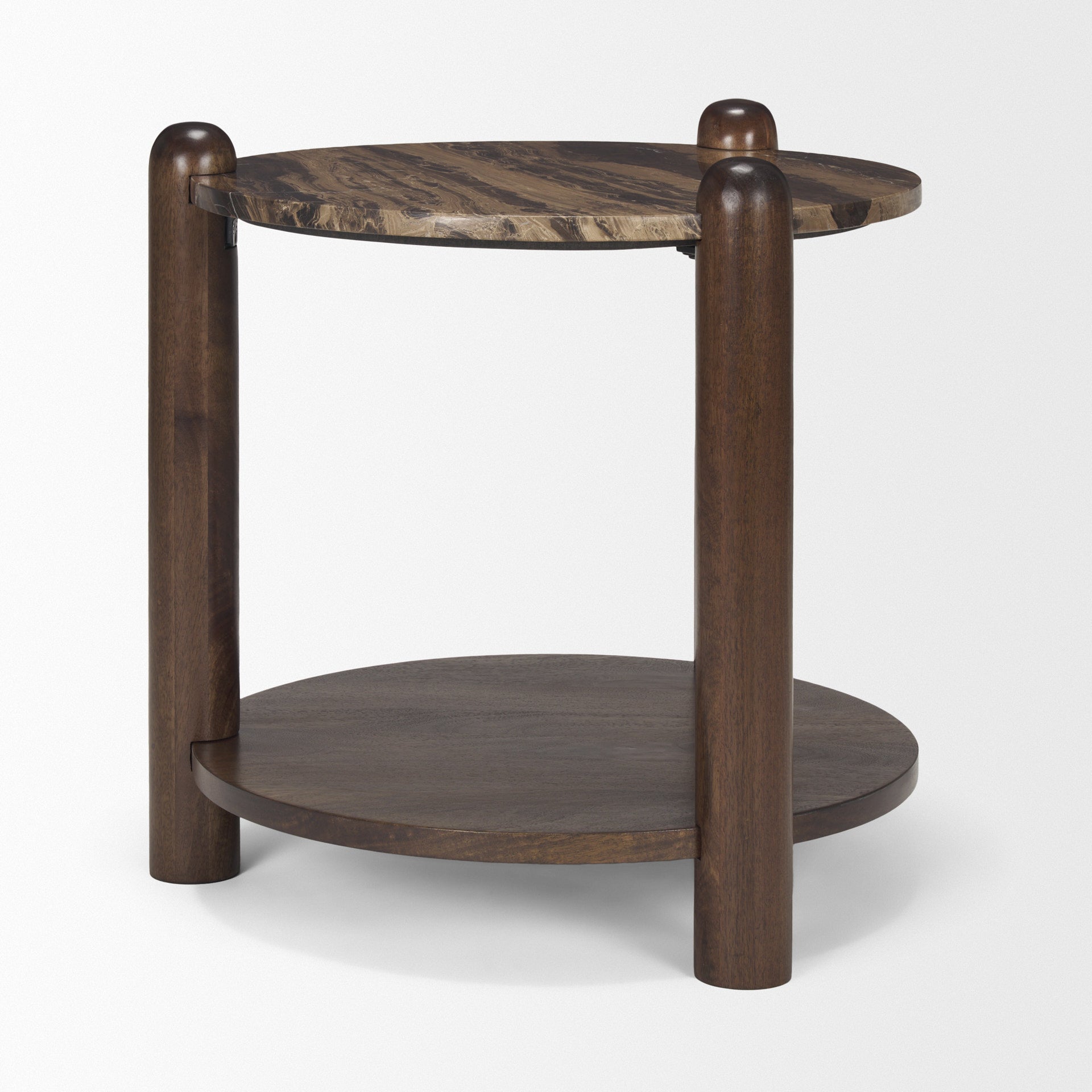 Mercana Jovia Cappuccino Marble Top Round Side Table