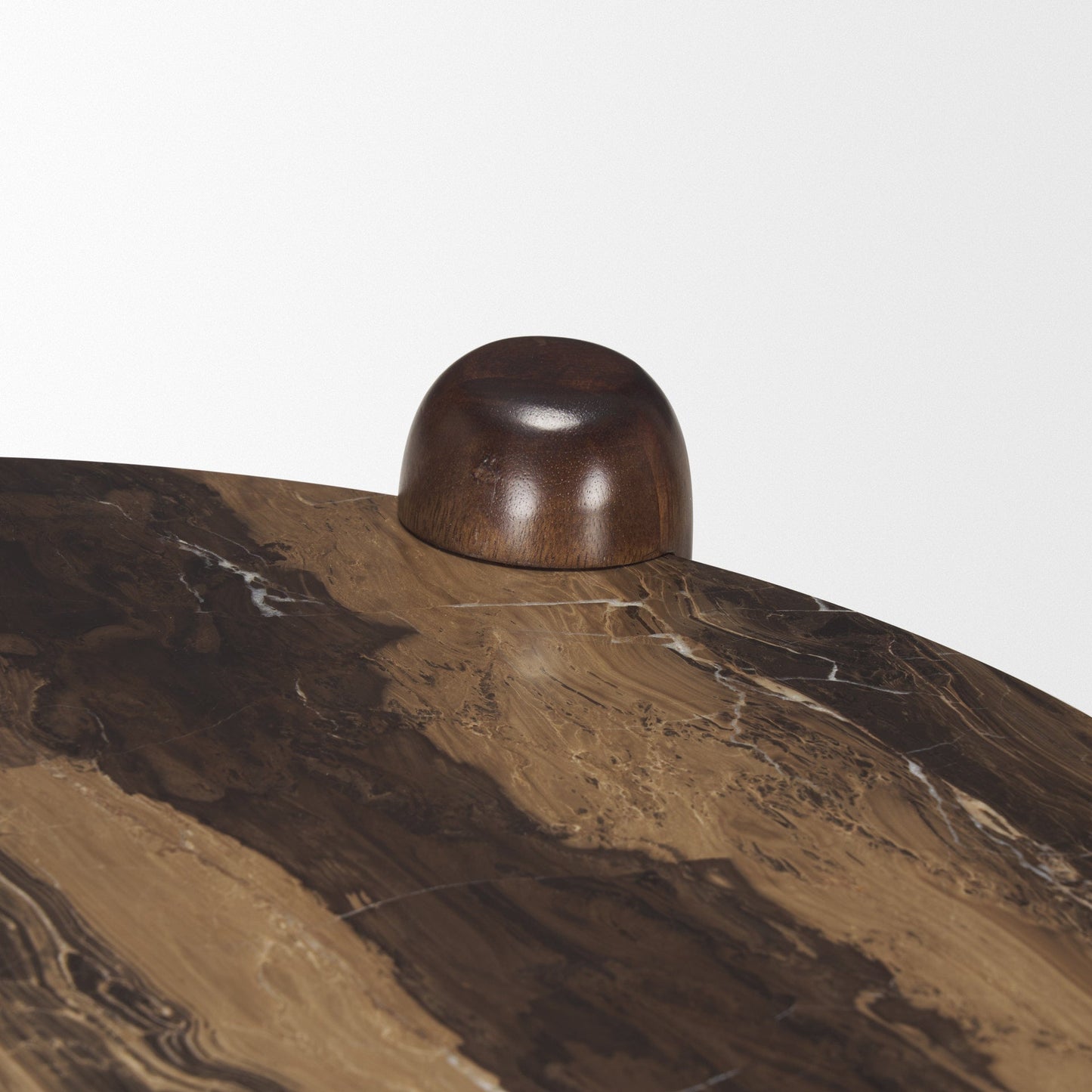 Mercana Jovia Cappuccino Marble Top Round Side Table