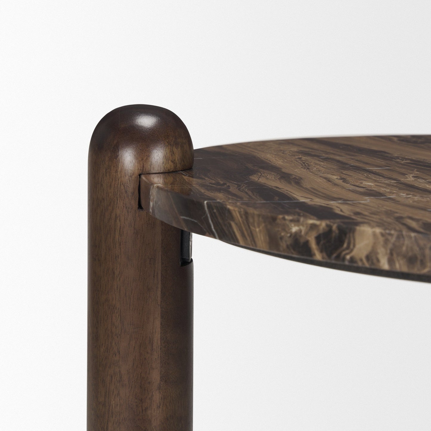 Mercana Jovia Cappuccino Marble Top Round Side Table