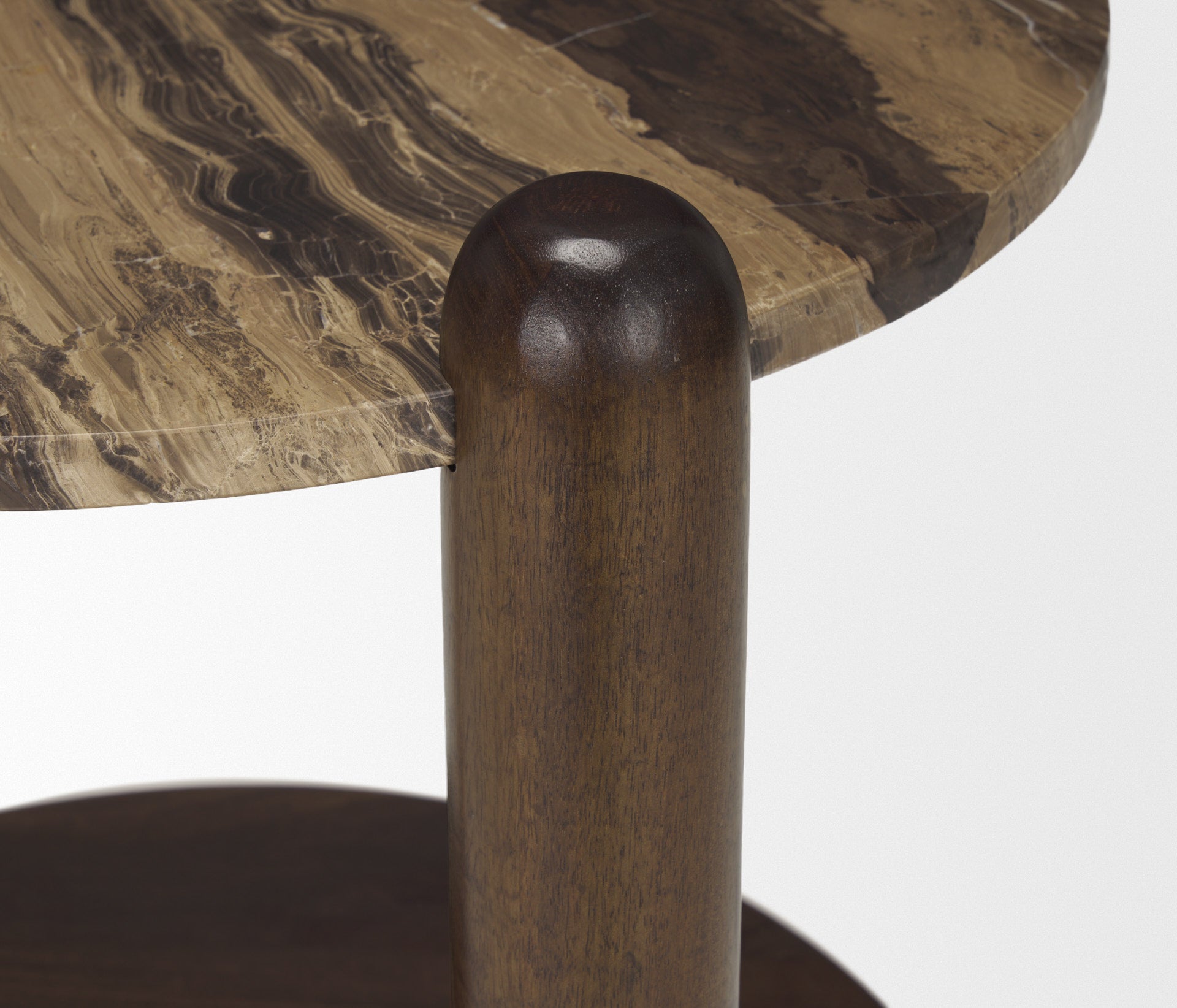 Mercana Jovia Cappuccino Marble Top Round Side Table