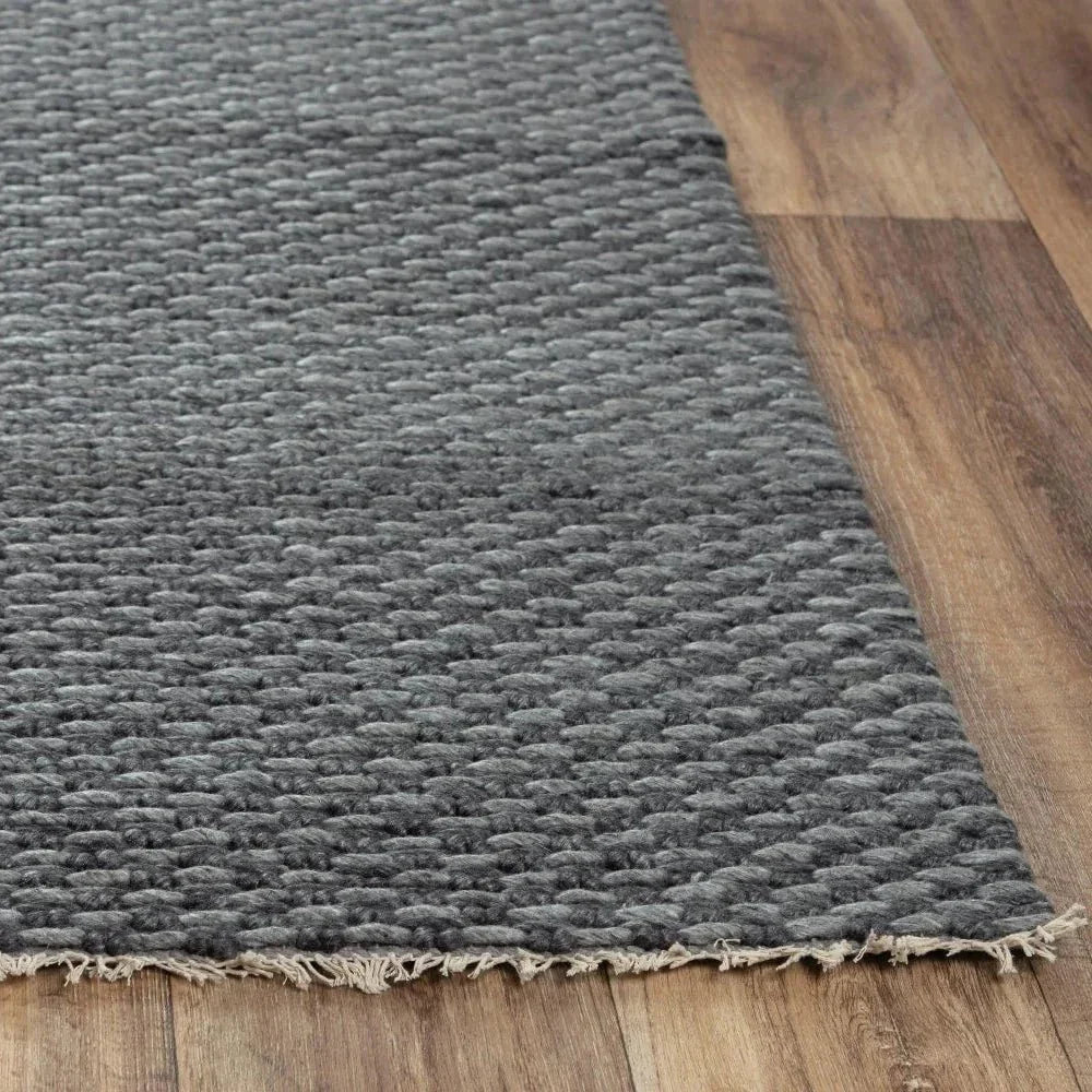 Cobi Basketweave Charcoal Area Rugs For Living Room - LOOMLAN - LOOMLAN - Area Rugs