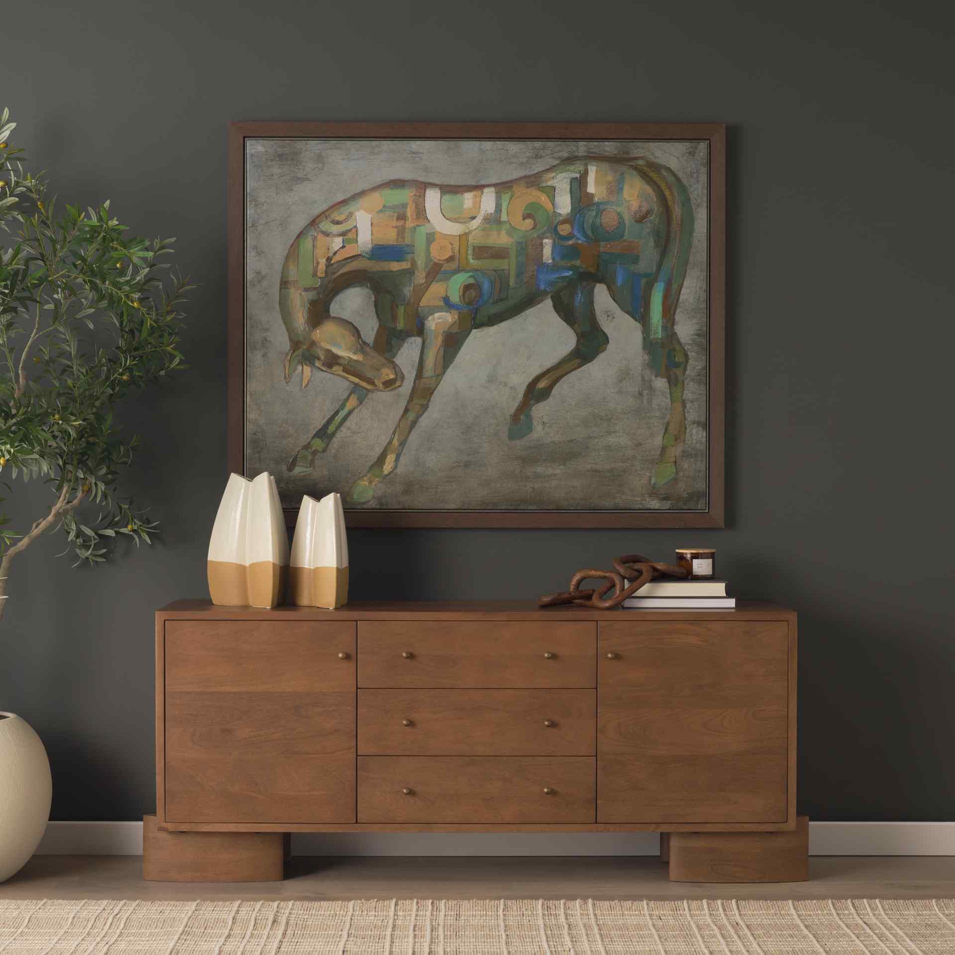 Mercana Jonan Three Drawers Wood Sideboard