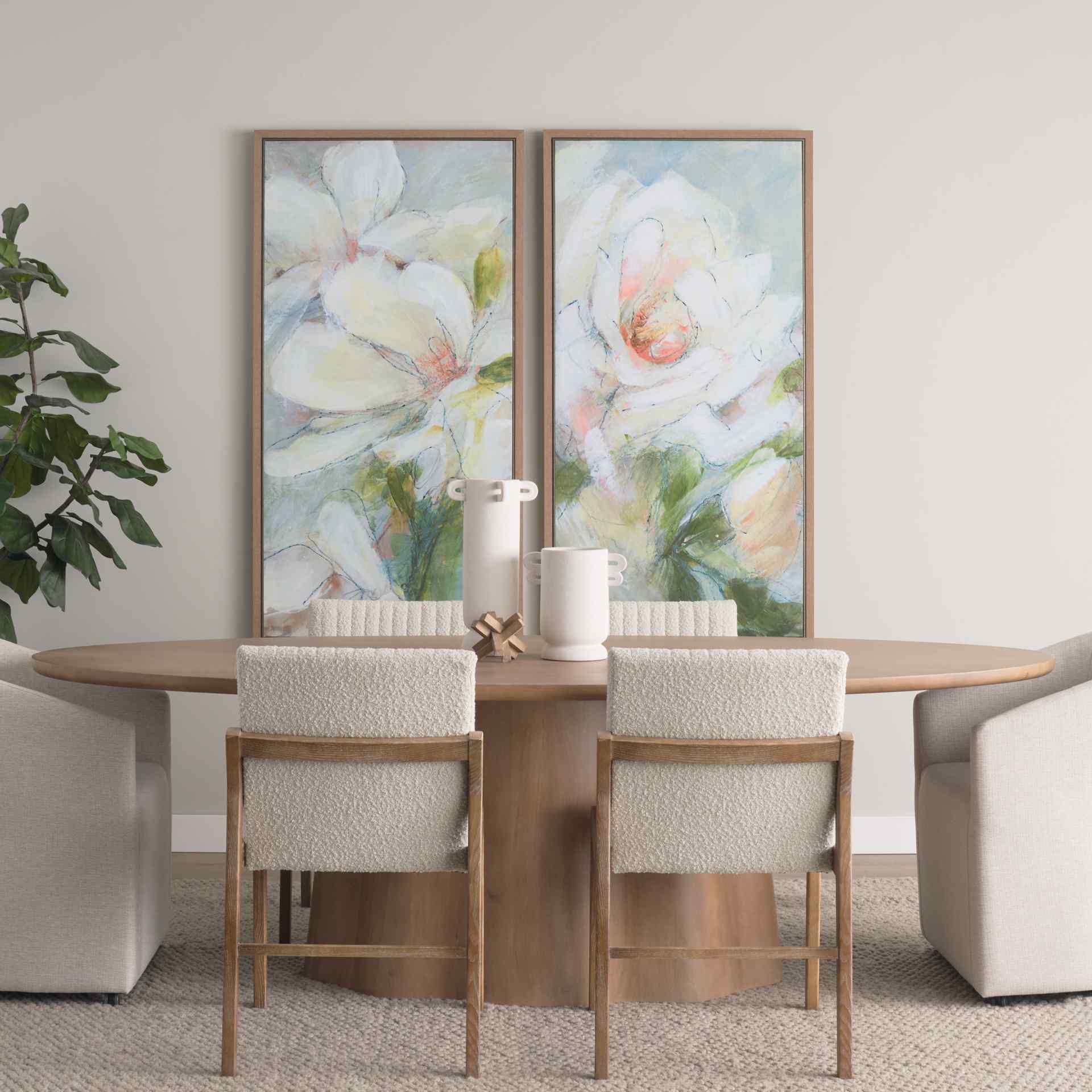 Mercana Tahoe Cream Fabric Armless Dining Chair (Set of 2)