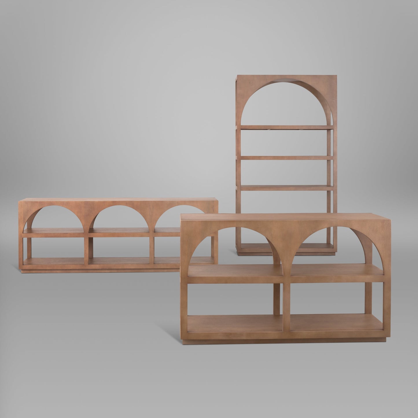 Mercana Bela Brown Wood Arched Shelving Unit