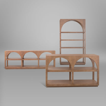 Mercana Bela Brown Wood Arched Shelving Unit