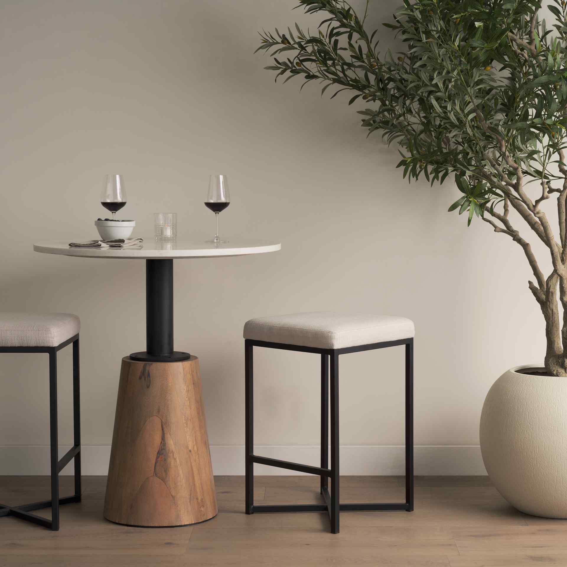 Mercana Frodo White Fabric Bar Stool