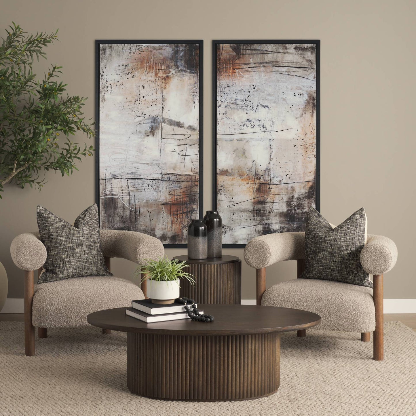 Mercana Terra Fluted Wooden Side Table