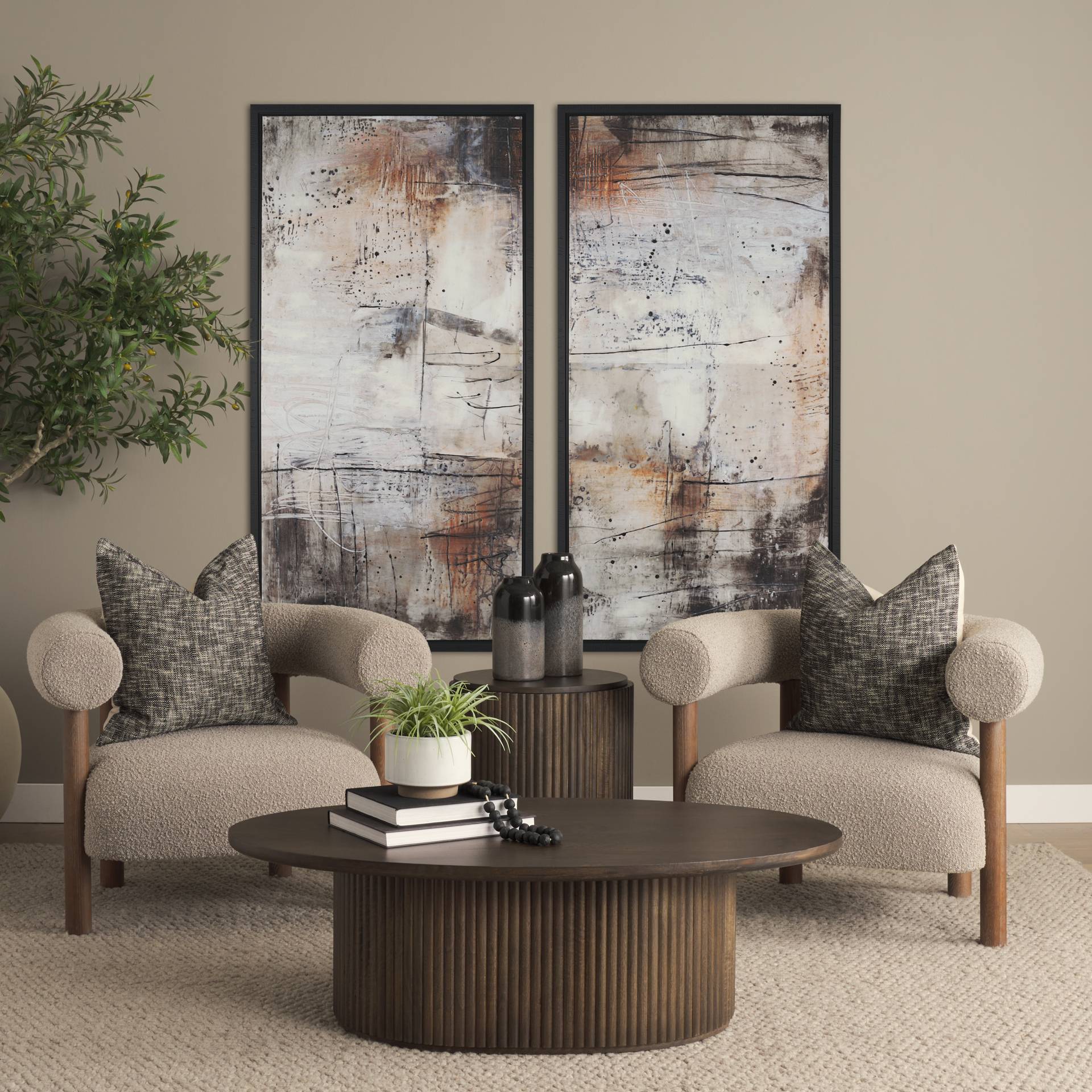 Mercana Terra Fluted Wooden Side Table