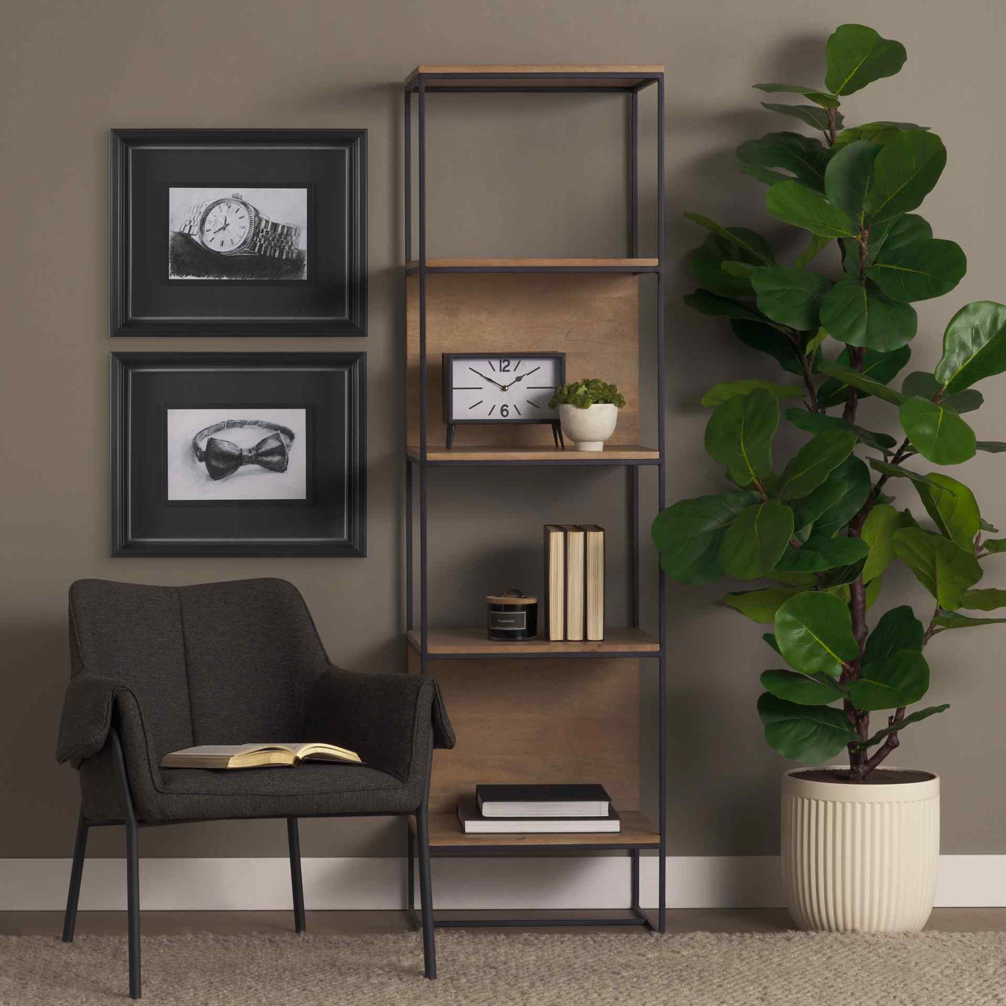 Brently Black Fabric Accent Chair