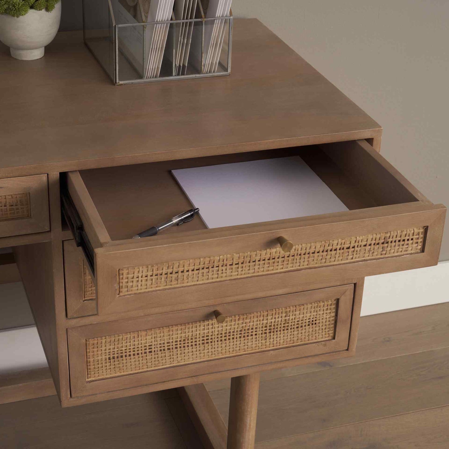 Grier Brown Solid Wooden Office Desk