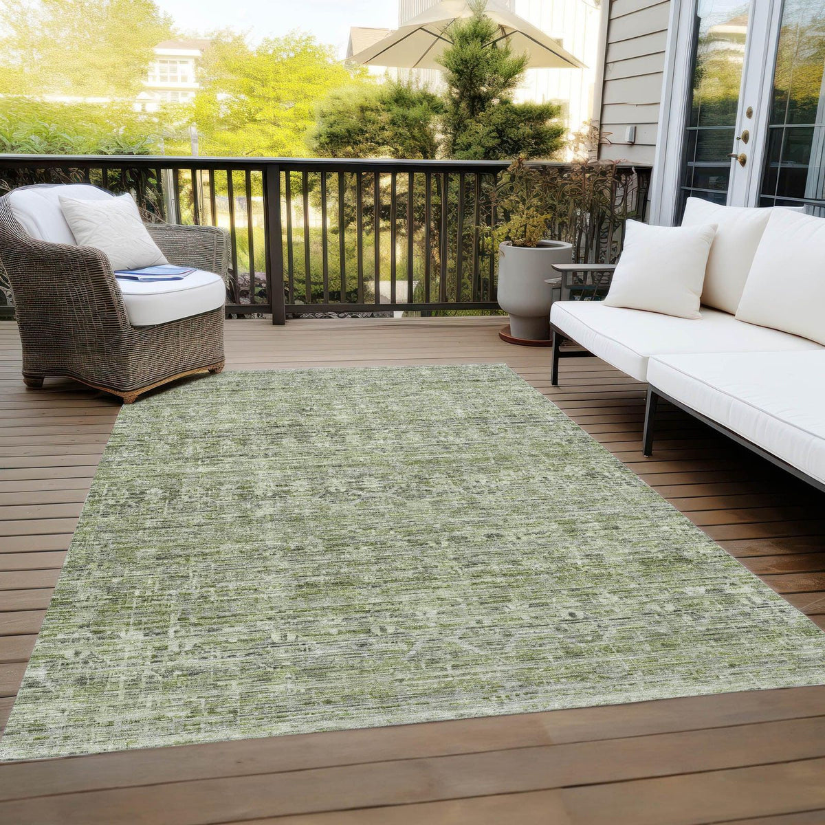 Irion Green Washable Indoor-Outdoor Rug