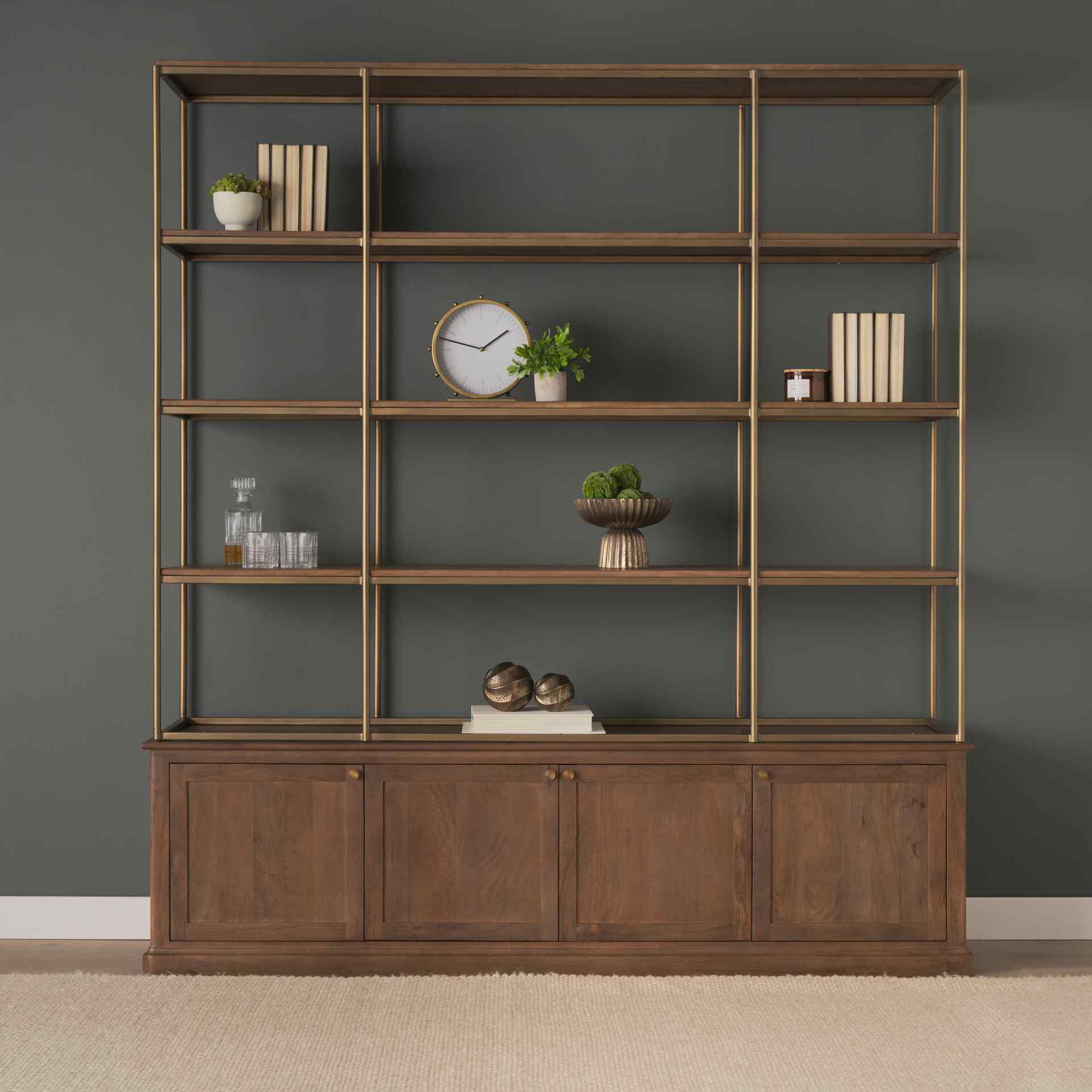 Mercana Braxton Metalic Gold Frame Shelving Unit