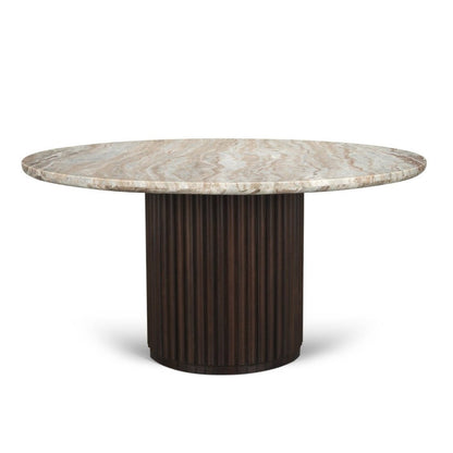 Mercana Marbrello Botticino Marble Top Round Dining Table