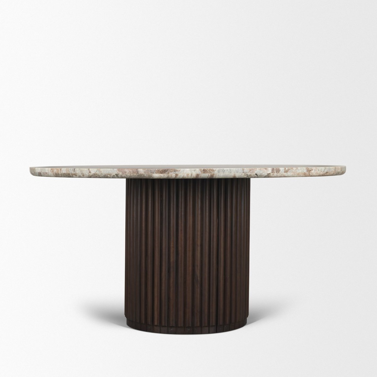 Mercana Marbrello Botticino Marble Top Round Dining Table