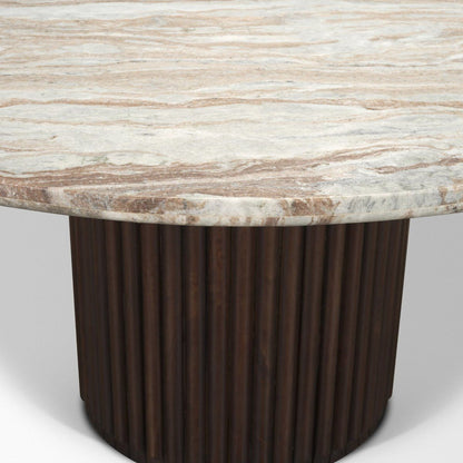 Mercana Marbrello Botticino Marble Top Round Dining Table