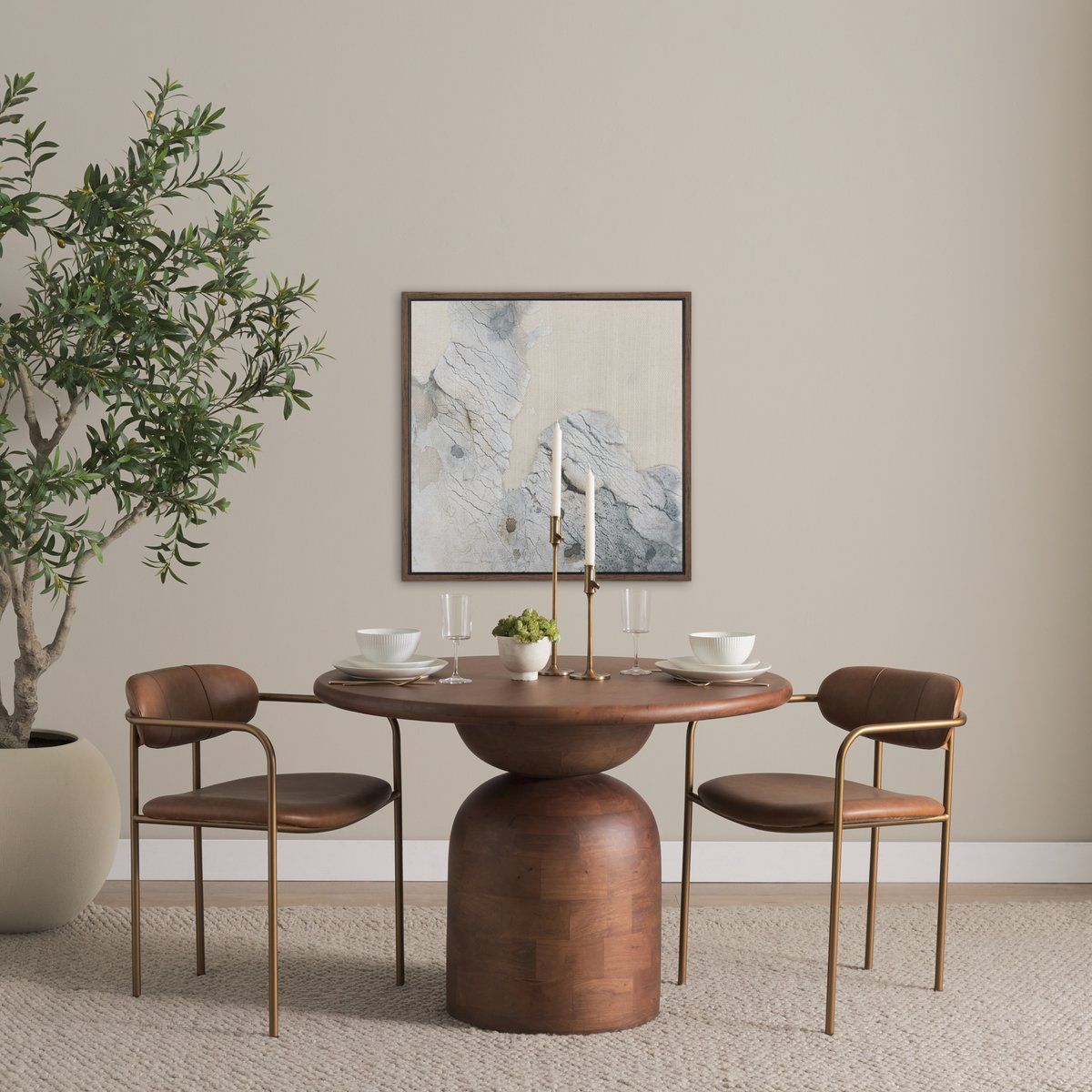 Mercana Parker Antique Leather Seat Dining Chair 2PC