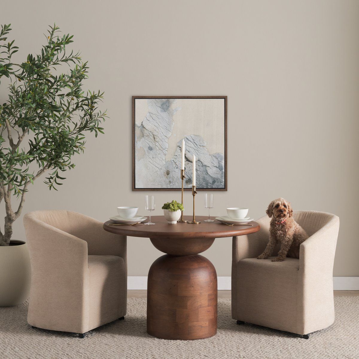 Mercana Atlas 42" Dia Pedestal Base Wooden Dining Table
