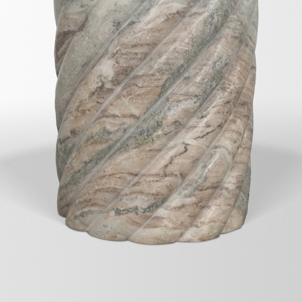 Ravello 42" Round Pink Marble Swirl Pedestal Dining Table -- Beige