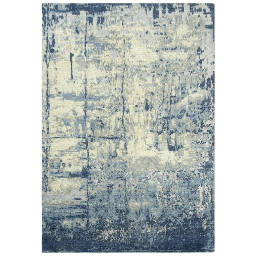 Bric Abstract Blue Large Area Rugs For Living Room