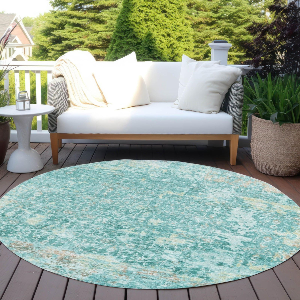 Jaelara Teal Washable Indoor-Outdoor Rug