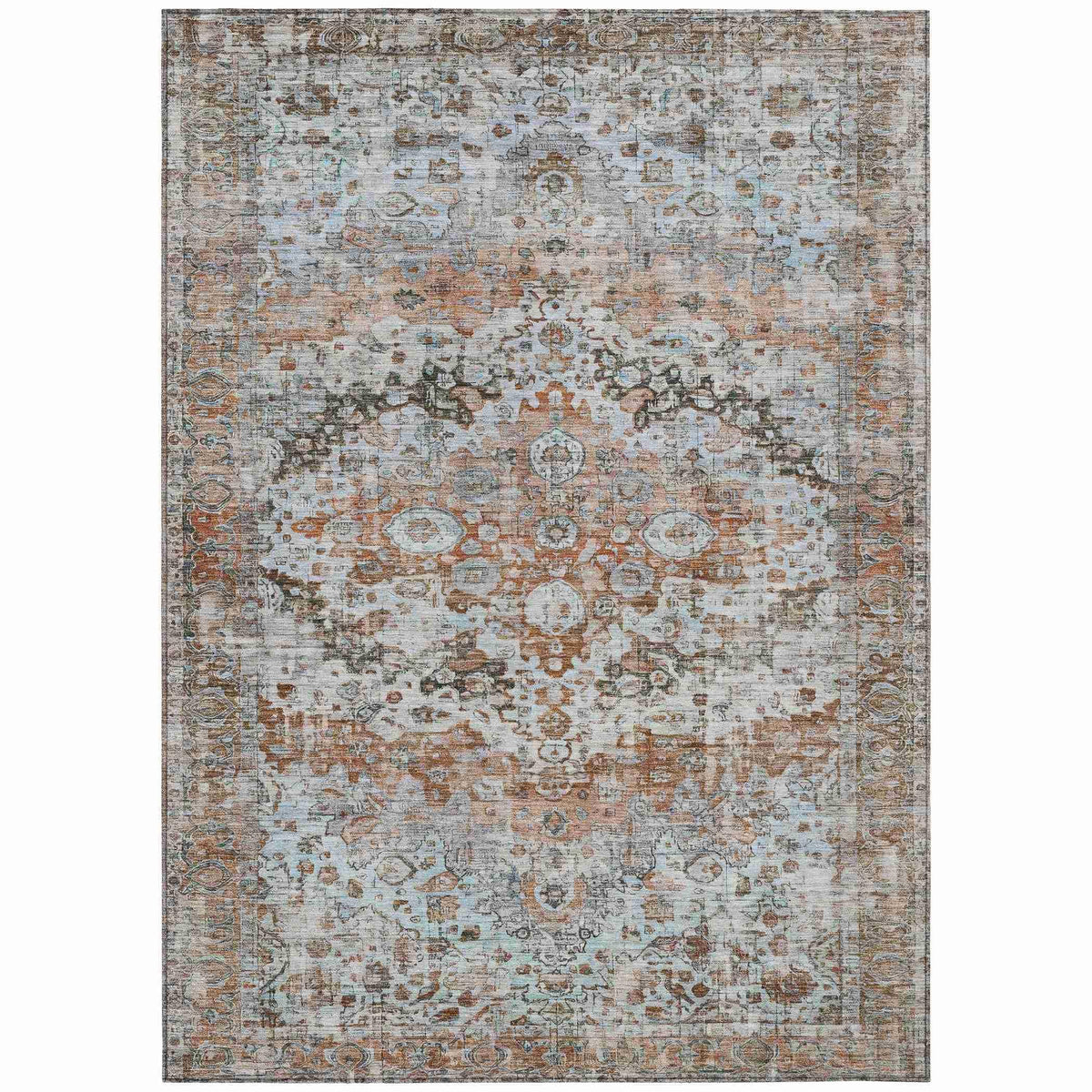 Jaelien Orange Washable Indoor-Outdoor Rug