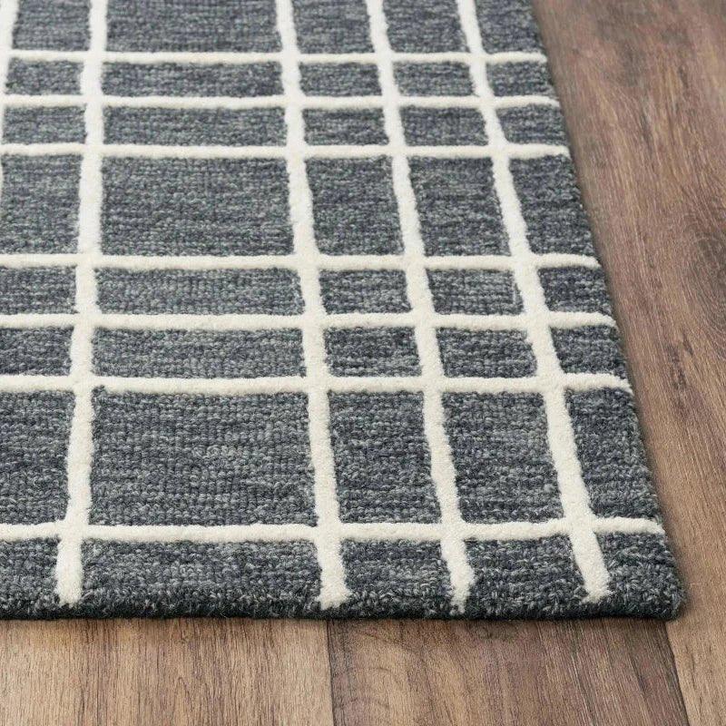 Cees Plaid Gray Living Room Rug - LOOMLAN - LOOMLAN - Area Rugs