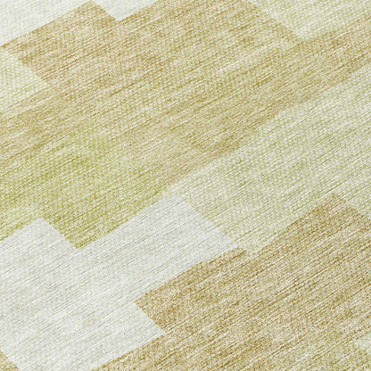 Flowing Harmony Beige Washable Indoor-Outdoor Rug