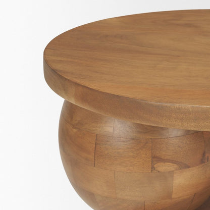 Stack 18" Round Light Brown Solid Wood Geometric Accent Tabl -- Light Brown
