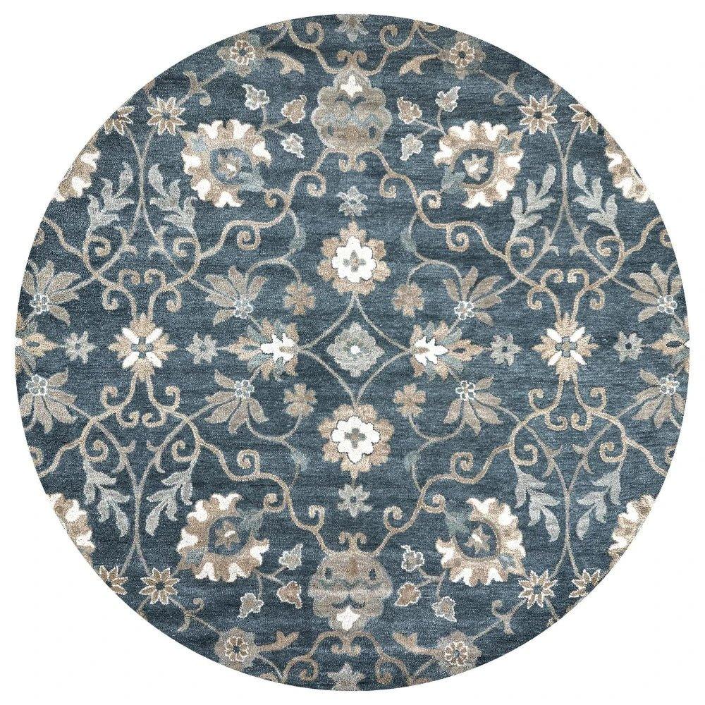 Copa Blue Round Area Rugs For Dining Room