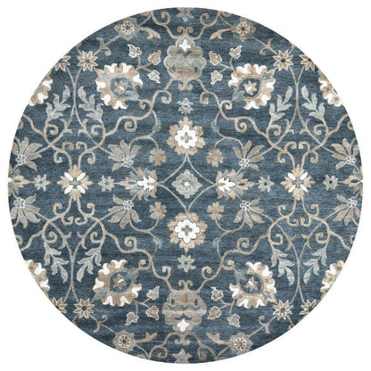 Copa Blue Round Area Rugs For Dining Room