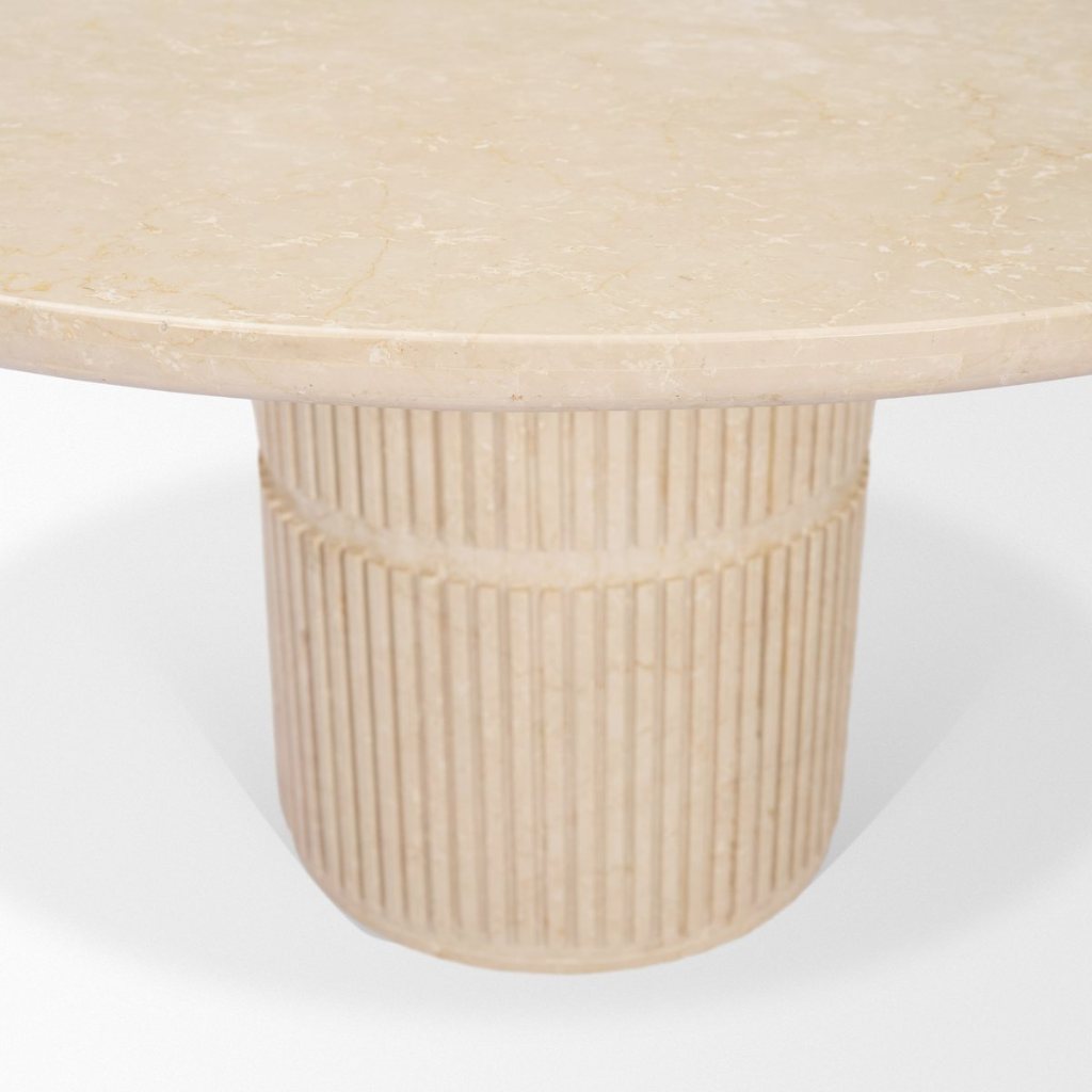 Sorrano 59" Botticino Marble Round Dining Table -- Beige