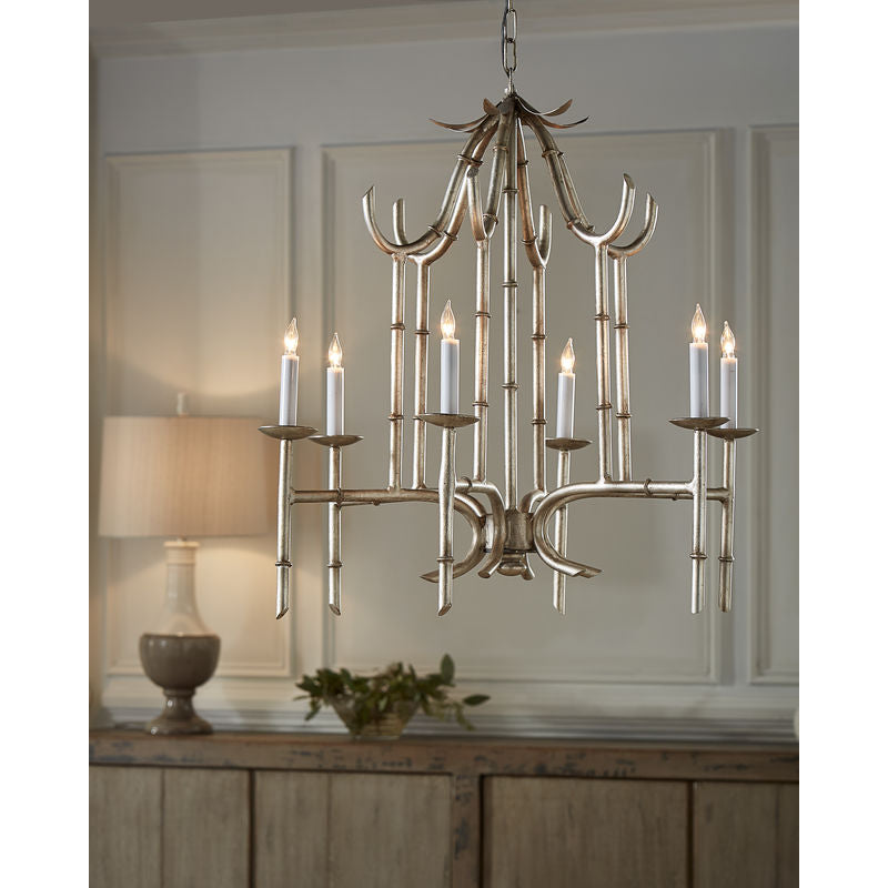 Bamboo Modern Silver Chandelier