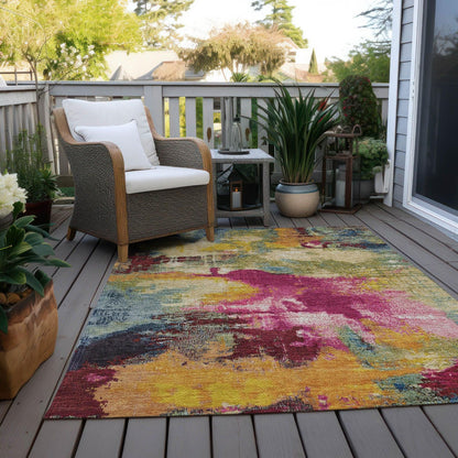 Iriara Red Washable Indoor-Outdoor Rug -- red