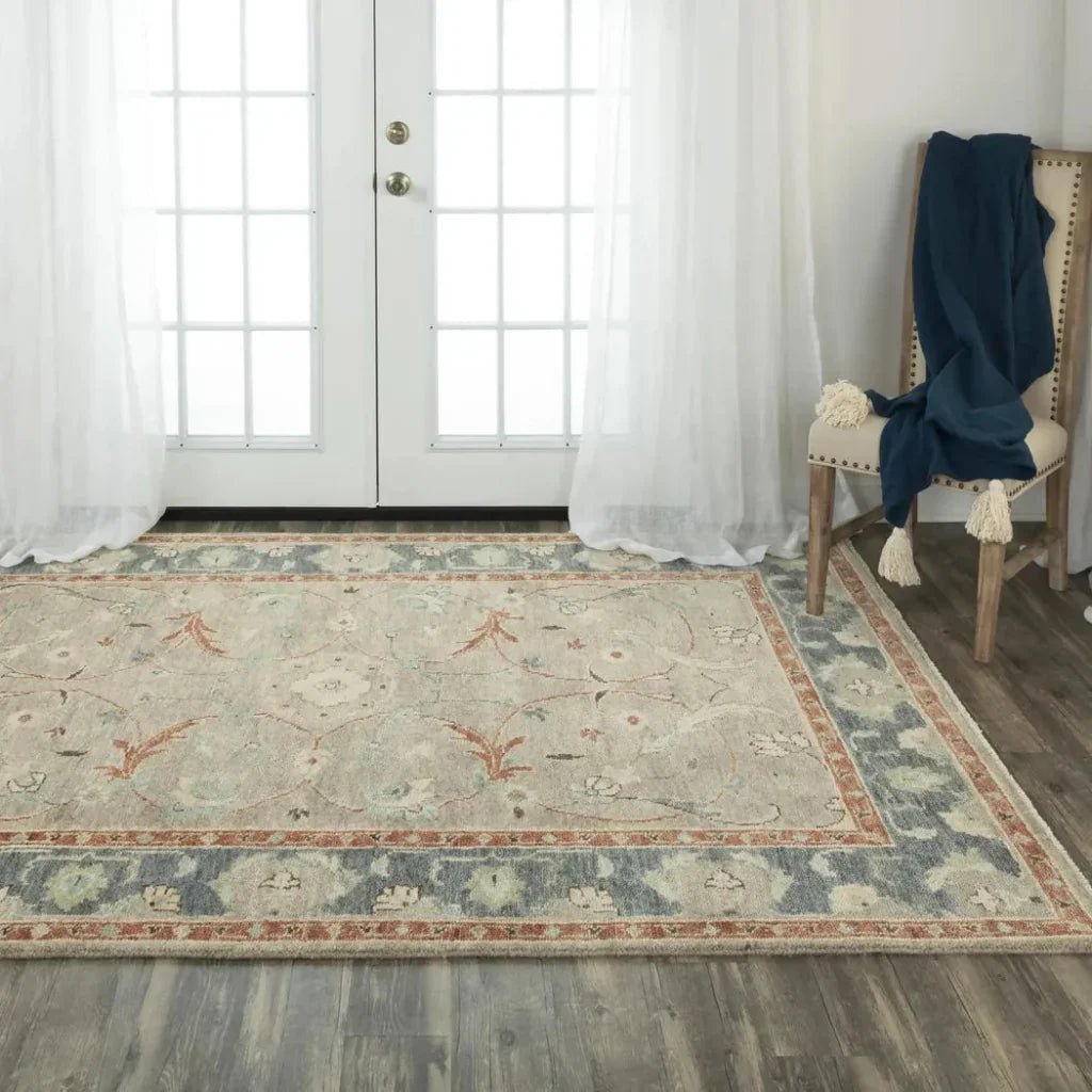 Aden Floral Light Blue Large Area Rugs For Living Room -- blue