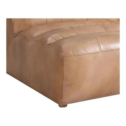 Brown Tan Leather Modular Slipper Chair -- view 9