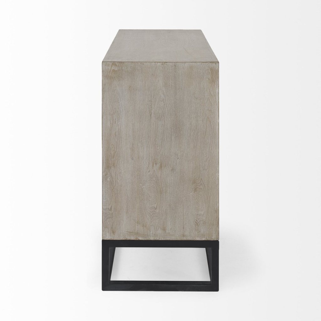 Genevieve I 39"W Light Brown Fir Veneer 3-Drawer Accent Cabi -- White/Light Brown