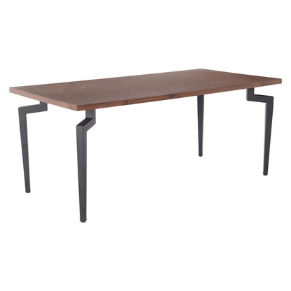 Kani Wood and Steel Walnut Rectangular Dining Table