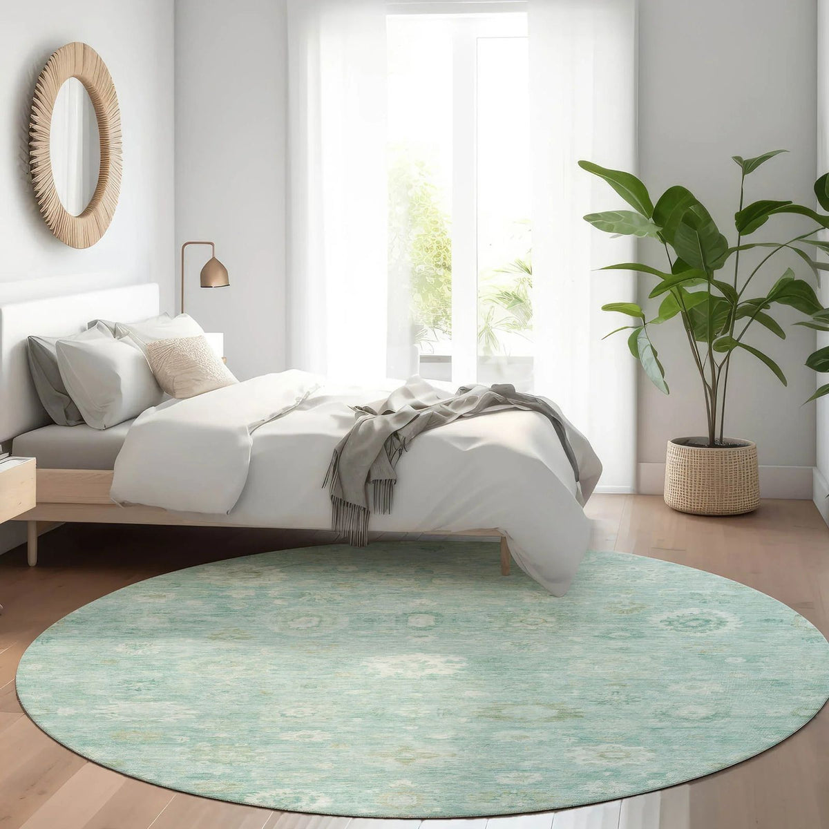 Laeara Teal Washable Indoor-Outdoor Rug