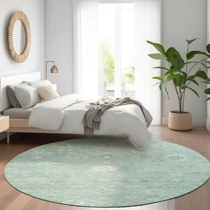 Laeara Teal Washable Indoor-Outdoor Rug