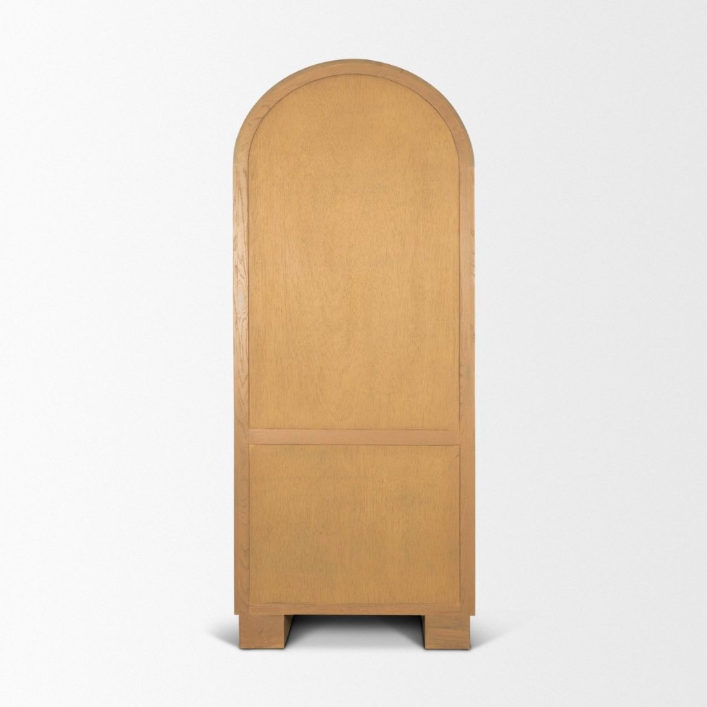 Hawthorne 32"W Solid Oak Wood & Glass Curio Cabinet -- Brown