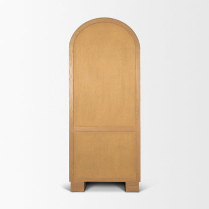 Hawthorne 32"W Solid Oak Wood & Glass Curio Cabinet -- Brown
