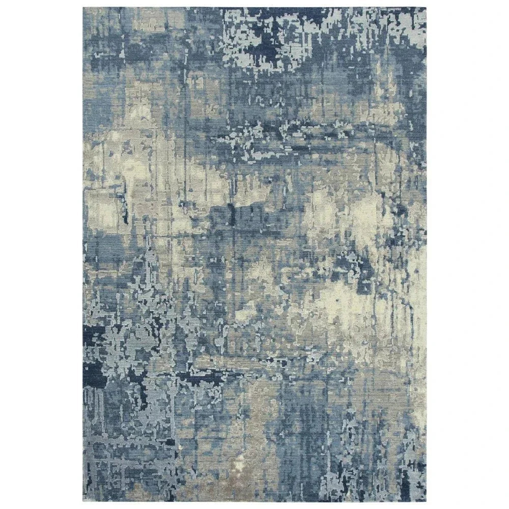 Baze Abstract Blue Large Area Rugs For Living Room