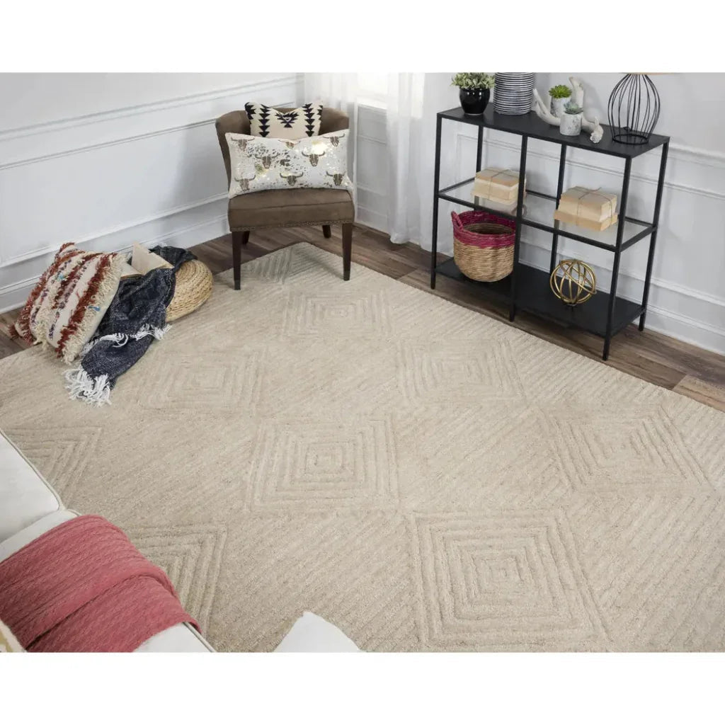 Clac Geometric Tan Large Area Rugs For Living Room -- tan